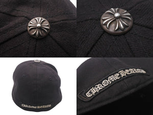 CHROME HEARTS クロムハーツ キャップ ホースシュー クロスボール CHプラス スクロールラベル 刺繍 ブラック コットン シルバー925 良品 中古 4c069096