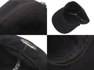 CHROME HEARTS クロムハーツ キャップ ホースシュー クロスボール CHプラス スクロールラベル 刺繍 ブラック コットン シルバー925 良品 中古 4c069096