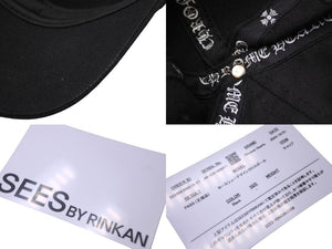 CHROME HEARTS クロムハーツ キャップ ホースシュー クロスボール CHプラス スクロールラベル 刺繍 ブラック コットン シルバー925 良品 中古 4c069096