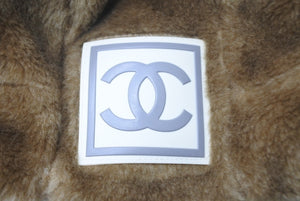 極美品 CHANEL シャネル スポーツライン エコファー トラッパーハット ファー ニットキャップ 帽子 ココマーク 2001 Mサイズ ブラウン 中古 4c069102