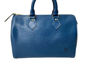 LOUIS VUITTON ルイヴィトン スピーディ25 M43015 ハンドバッグ ブルー ゴールド金具 エピレザー 美品 中古 4c069158