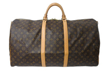 Load image into Gallery viewer, LOUIS VUITTON ルイ ヴィトン キーポル60 ボストンバッグ M41422 モノグラム ブラウン PVC ヌメ革 レザー 美品 中古 4c069186