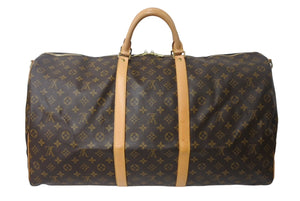 LOUIS VUITTON ルイ ヴィトン キーポル60 ボストンバッグ M41422 モノグラム ブラウン PVC ヌメ革 レザー 美品 中古 4c069186