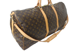 LOUIS VUITTON ルイ ヴィトン キーポル60 ボストンバッグ M41422 モノグラム ブラウン PVC ヌメ革 レザー 美品 中古 4c069186