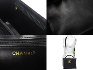CHANEL シャネル ビコローレ バニティバッグ ハンドバッグ ココマーク 3番台 ラムスキン ブラック ゴールド金具 美品 中古 4c069194