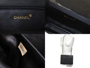 CHANEL シャネル マトラッセ ココマーク チェーンショルダーバッグ 1番台 イタリア製 レザー ブラック ゴールド金具 美品 中古 4c069195