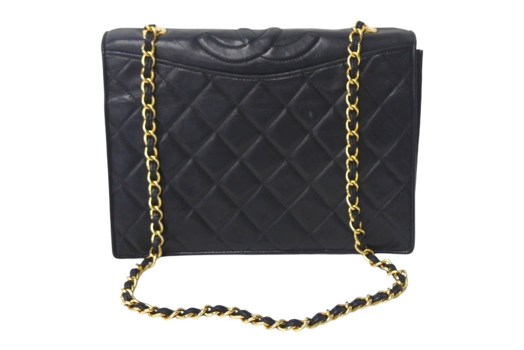 CHANEL シャネル マトラッセ ココマーク チェーンショルダーバッグ 1番台 イタリア製 レザー ブラック ゴールド金具 美品 中古 4c069195