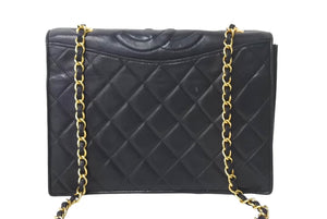 CHANEL シャネル マトラッセ ココマーク チェーンショルダーバッグ 1番台 イタリア製 レザー ブラック ゴールド金具 美品 中古 4c069195