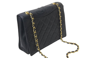 CHANEL シャネル マトラッセ ココマーク チェーンショルダーバッグ 1番台 イタリア製 レザー ブラック ゴールド金具 美品 中古 4c069195