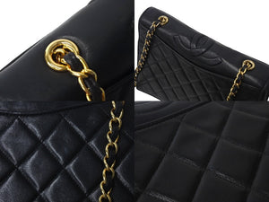 CHANEL シャネル マトラッセ ココマーク チェーンショルダーバッグ 1番台 イタリア製 レザー ブラック ゴールド金具 美品 中古 4c069195