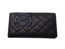 Load image into Gallery viewer, CHANEL シャネル 長財布 カンボンライン 20番台 ココマーク レザー エナメル ブラック ピンク シルバー金具 美品 中古 4c069219