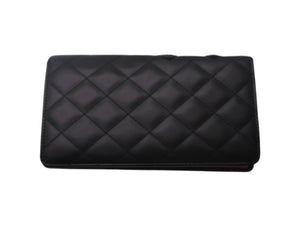 CHANEL シャネル 長財布 カンボンライン 20番台 ココマーク レザー エナメル ブラック ピンク シルバー金具 美品 中古 4c069219
