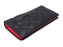 Load image into Gallery viewer, CHANEL シャネル 長財布 カンボンライン 20番台 ココマーク レザー エナメル ブラック ピンク シルバー金具 美品 中古 4c069219