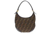Load image into Gallery viewer, 極美品 FENDI フェンディ ホーボー ワンショルダーバッグ 8BR234 ズッカ柄 キャンバス レザー ブラウン ゴールド金具 中古 4b006925