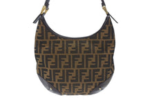 Load image into Gallery viewer, 極美品 FENDI フェンディ ホーボー ワンショルダーバッグ 8BR234 ズッカ柄 キャンバス レザー ブラウン ゴールド金具 中古 4b006925