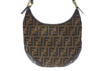 Load image into Gallery viewer, 極美品 FENDI フェンディ ホーボー ワンショルダーバッグ 8BR234 ズッカ柄 キャンバス レザー ブラウン ゴールド金具 中古 4b006925