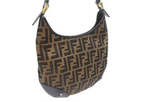 Load image into Gallery viewer, 極美品 FENDI フェンディ ホーボー ワンショルダーバッグ 8BR234 ズッカ柄 キャンバス レザー ブラウン ゴールド金具 中古 4b006925