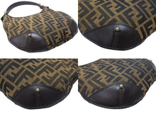Load image into Gallery viewer, 極美品 FENDI フェンディ ホーボー ワンショルダーバッグ 8BR234 ズッカ柄 キャンバス レザー ブラウン ゴールド金具 中古 4b006925