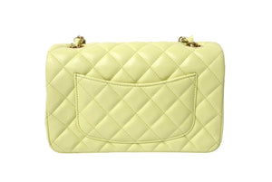 極美品 CHANEL シャネル 横長 20cm ショルダーバッグ ランダム ミニマトラッセショルダーチェーン グリーン系 ラムスキン 中古 4c069268