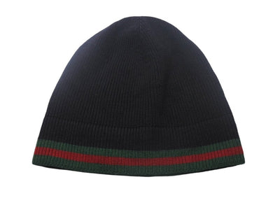 GUCCI ニットキャップ 帽子 シェリーライン 206085 4G869 イタリア製 ウール シルク ブラック グリーン レッド サイズL 美品 中古 4c069317