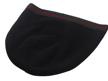 Load image into Gallery viewer, GUCCI ニットキャップ 帽子 シェリーライン 206085 4G869 イタリア製 ウール シルク ブラック グリーン レッド サイズL 美品 中古 4c069317