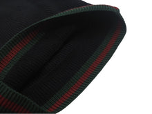 Load image into Gallery viewer, GUCCI ニットキャップ 帽子 シェリーライン 206085 4G869 イタリア製 ウール シルク ブラック グリーン レッド サイズL 美品 中古 4c069317