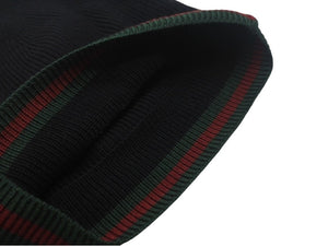 GUCCI ニットキャップ 帽子 シェリーライン 206085 4G869 イタリア製 ウール シルク ブラック グリーン レッド サイズL 美品 中古 4c069317