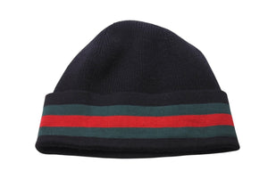 極美品 GUCCI グッチ ニット帽 ビーニー サイズL シェリーライン ウール シルク カシミヤ ブラック 131706 中古 4c069318