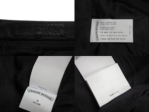 新品未使用 Chrome hearts クロムハーツ レザーパンツ ブラック レザーパッチ シルバー925 サイズ30 中古 4c069356