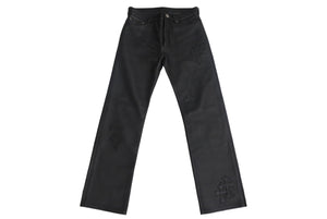 新品未使用 Chrome hearts クロムハーツ レザーパンツ ブラック レザーパッチ シルバー925 サイズ30 中古 4c069356