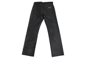 新品未使用 Chrome hearts クロムハーツ レザーパンツ ブラック レザーパッチ シルバー925 サイズ30 中古 4c069356