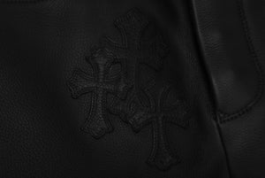 新品未使用 Chrome hearts クロムハーツ レザーパンツ ブラック レザーパッチ シルバー925 サイズ30 中古 4c069356