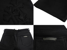 Load image into Gallery viewer, 新品未使用 Chrome hearts クロムハーツ レザーパンツ ブラック レザーパッチ シルバー925 サイズ30 中古 4c069356