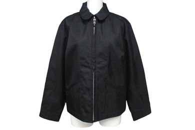 極美品 Chrome hearts クロムハーツ ナイロン ジャケット ブラック レザーパッチ シルバー925 サイズS 中古 4c069357