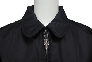 極美品 Chrome hearts クロムハーツ ナイロン ジャケット ブラック レザーパッチ シルバー925 サイズS 中古 4c069357