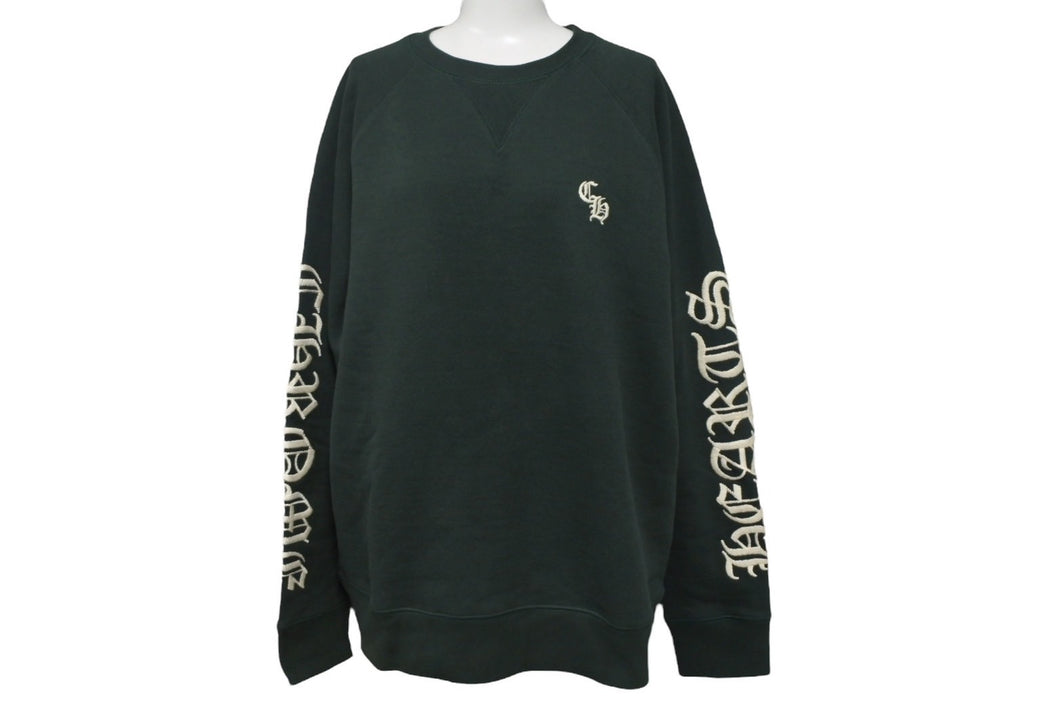 新品未使用 Chrome hearts クロムハーツ スウェット パーカー グリーン 綿100％ 裏起毛 刺繍 サイズM 中古 4c069360