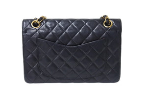 CHANEL シャネル マトラッセ23 Wチェーンショルダーバッグ Wフラップ ラムスキン 0番台 ブラック ゴールド金具 美品 中古 4c069384