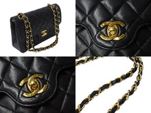 Load image into Gallery viewer, CHANEL シャネル マトラッセ23 Wチェーンショルダーバッグ Wフラップ ラムスキン 0番台 ブラック ゴールド金具 美品 中古 4c069384