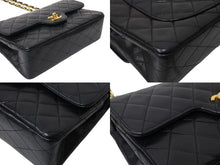 Load image into Gallery viewer, CHANEL シャネル マトラッセ23 Wチェーンショルダーバッグ Wフラップ ラムスキン 0番台 ブラック ゴールド金具 美品 中古 4c069384