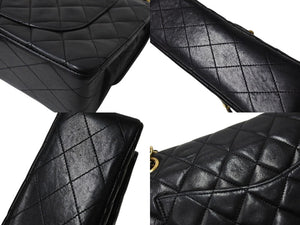 CHANEL シャネル マトラッセ23 Wチェーンショルダーバッグ Wフラップ ラムスキン 0番台 ブラック ゴールド金具 美品 中古 4c069384