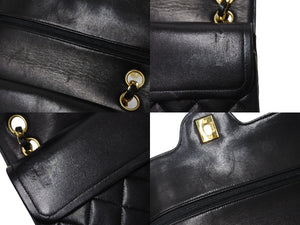 CHANEL シャネル マトラッセ23 Wチェーンショルダーバッグ Wフラップ ラムスキン 0番台 ブラック ゴールド金具 美品 中古 4c069384
