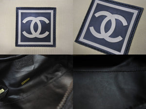 極美品 CHANEL シャネル ポーチ A19975 スポーツライン 7番台 ココマーク ナイロン ラバー ベージュ ブラック金具 中古 4c069385