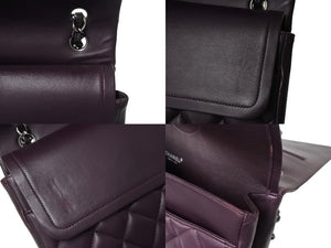 CHANEL シャネル デカマトラッセ33 Wチェーンショルダーバッグ Wフラップ 15番台 ラムスキン パープル シルバー金具 良品 中古 4c069386