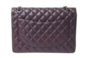 CHANEL シャネル デカマトラッセ33 Wチェーンショルダーバッグ Wフラップ 15番台 ラムスキン パープル シルバー金具 良品 中古 4c069386