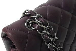 CHANEL シャネル デカマトラッセ33 Wチェーンショルダーバッグ Wフラップ 15番台 ラムスキン パープル シルバー金具 良品 中古 4c069386