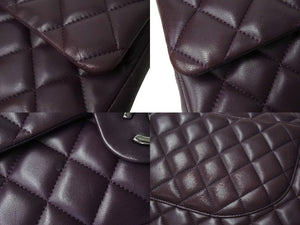CHANEL シャネル デカマトラッセ33 Wチェーンショルダーバッグ Wフラップ 15番台 ラムスキン パープル シルバー金具 良品 中古 4c069386