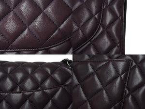 CHANEL シャネル デカマトラッセ33 Wチェーンショルダーバッグ Wフラップ 15番台 ラムスキン パープル シルバー金具 良品 中古 4c069386