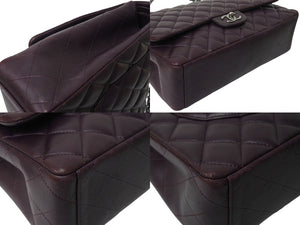 CHANEL シャネル デカマトラッセ33 Wチェーンショルダーバッグ Wフラップ 15番台 ラムスキン パープル シルバー金具 良品 中古 4c069386