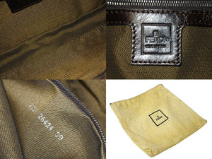 FENDI フェンディ マンマバケット ワンショルダーバッグ ズッカ柄 コットンキャンバス レザー シルバー金具 ブラウン 美品 中古 4c069398 