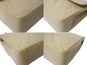 極美品 CHANEL シャネル チェーンショルダーバッグ ミニマトラッセ ラムスキン 1番台 1990年 ココマーク ベージュ ゴールド金具 中古 4c069400